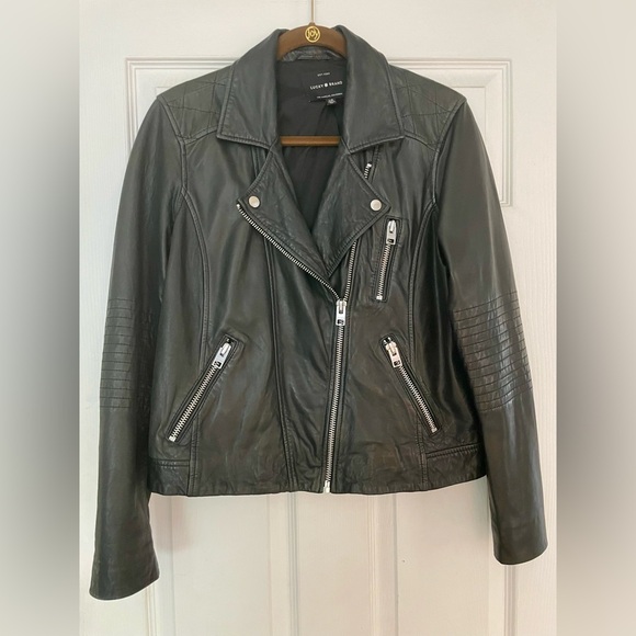 Lucky Brand Lambskin Leather Moto Jacket - Picture 1 of 5